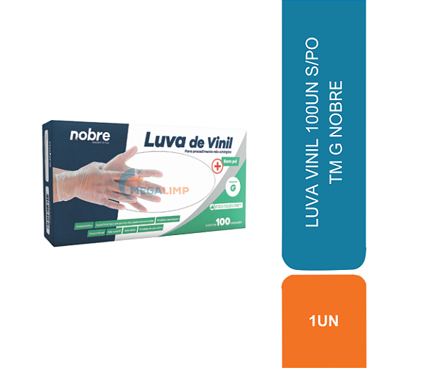 LUVA VINIL 100UN S/PO TM G NOBRE