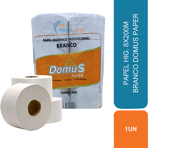 PAPEL HIG. 8X200M BRANCO DOMUS PAPER