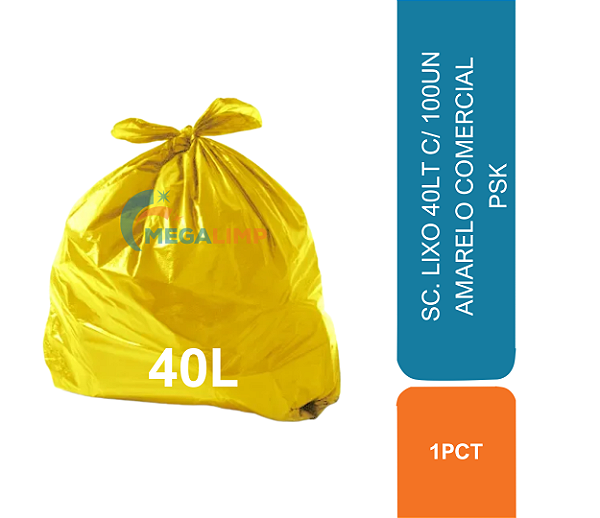 SC. LIXO 40LT C/ 100UN AMARELO COMERCIAL PSK