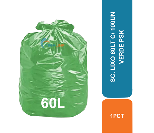 SC. LIXO 60LT C/ 100UN VERDE PSK