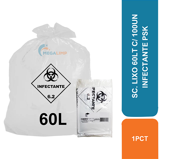 SC. LIXO 60LT C/ 100UN INFECTANTE PSK COD 80512