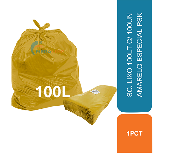 SC. LIXO 100LT C/ 100UN AMARELO ESPECIAL PSK