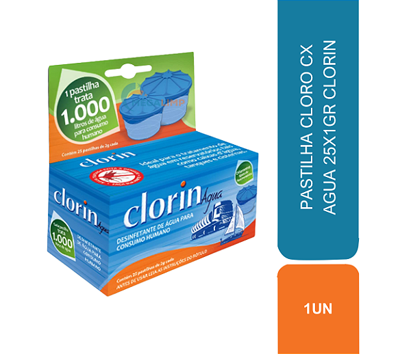 PASTILHA CLORO CX AGUA 25X1GR CLORIN