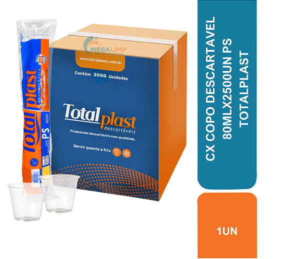 CX COPO DESCARTAVEL 80MLX2500UN PS TOTALPLAST