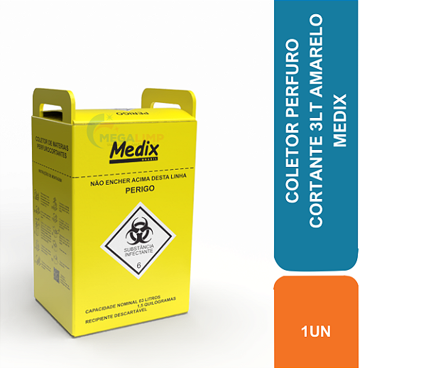 COLETOR PERFURO CORTANTE 3LT AMARELO MEDIX