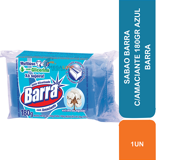 SABAO BARRA C/AMACIANTE 180GR AZUL BARRA