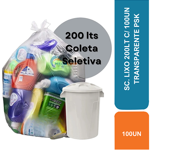 SC. LIXO 200LT C/ 100UN TRANSPARENTE PSK