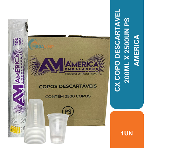 CX COPO DESCARTAVEL 200ML X 2500UN PS AMERICA