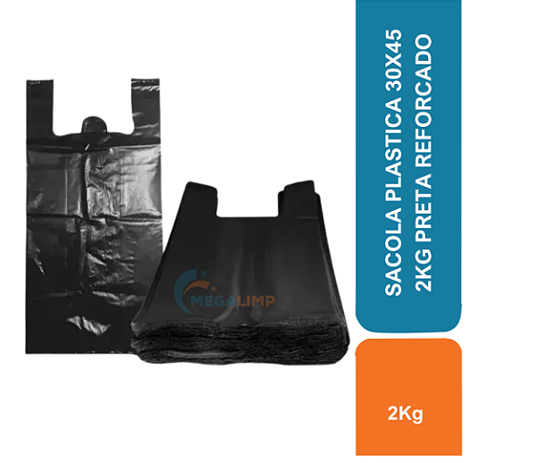 SACOLA PLASTICA 30X45 2KG PRETA REFORCADO