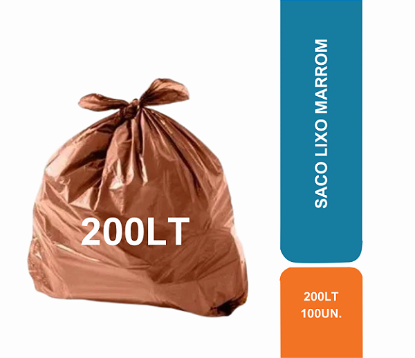 SACO LIXO 200L MARROM C/100UN