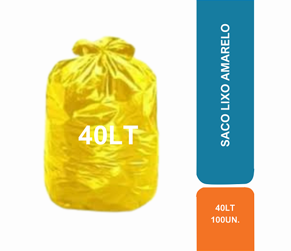 SACO LIXO 40L AMARELO C/100UN