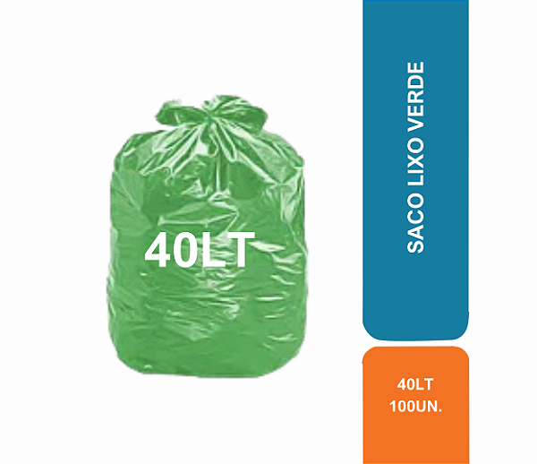SACO LIXO 40L VERDE C/100UN