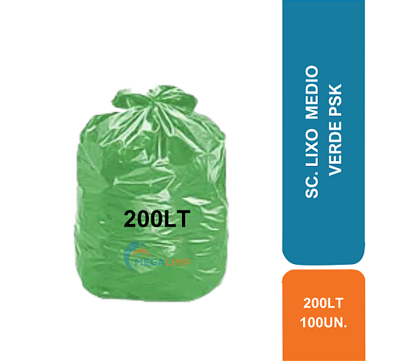SC. LIXO 200LT C/ 100UN MEDIO VERDE PSK