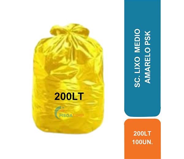 SC. LIXO 200LT C/ 100UN MEDIO AMARELO PSK