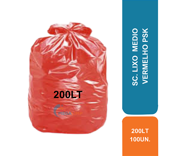 SC. LIXO 200LT C/ 100UN MEDIO VERMELHO PSK