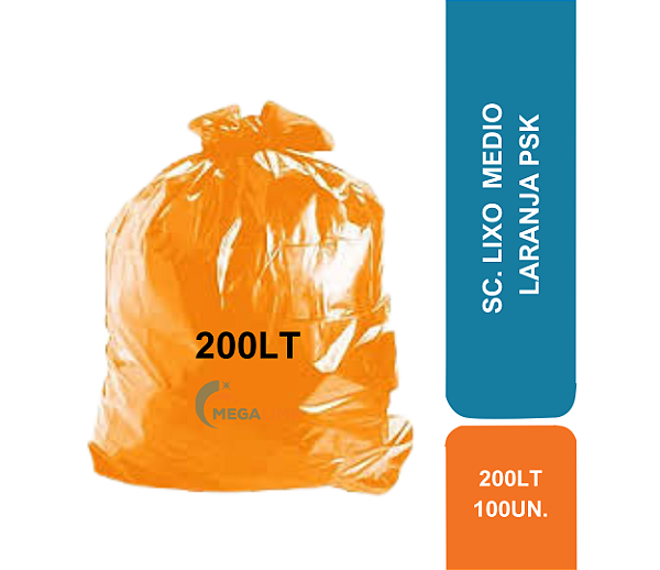 SC. LIXO 200LT C/ 100UN MEDIO LARANJA PSK