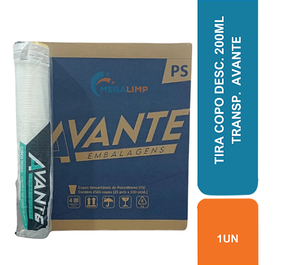 TIRA COPO DESC. 200ML TRANSP.  AVANTE