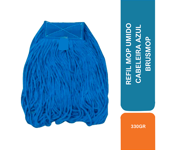 REFIL MOP UMIDO 330GR CABELEIRA AZUL BRUSMOP