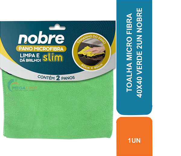 TOALHA MICRO FIBRA 40X40 VERDE 2UN NOBRE