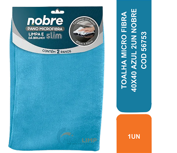 TOALHA MICRO FIBRA 40X40 AZUL 2UN NOBRE