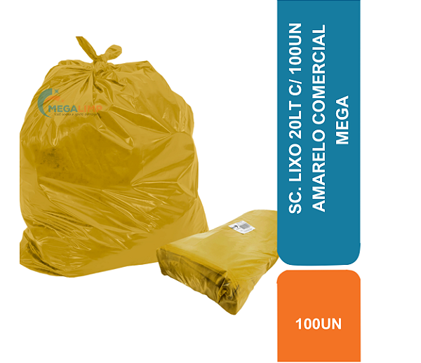 SC. LIXO 20LT C/ 100UN AMARELO COMERCIAL MEGA