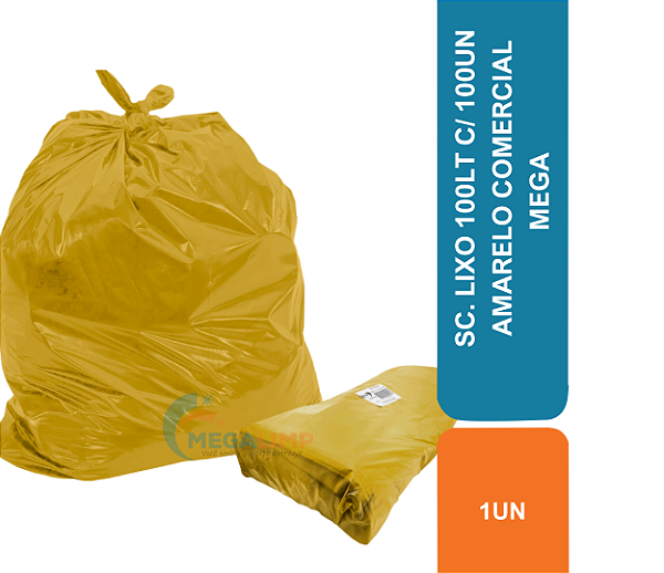 SC. LIXO 100LT C/ 100UN AMARELO COMERCIAL MEGA
