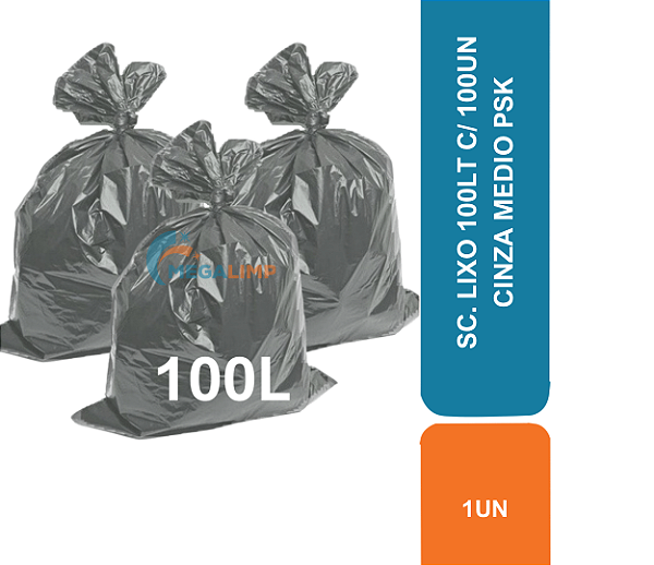 SC. LIXO 100LT C/ 100UN MEDIO CINZA PSK