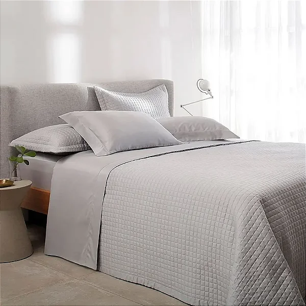 Jogo de Cama Queen Cetim 300 Fios Buddemeyer Bud Vision New Colors II 100% Algodão Penteado Prata 4 peças