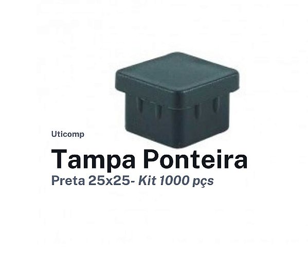 Tampa Ponteira Interna Preta 25x25 - Kit 1000pçs