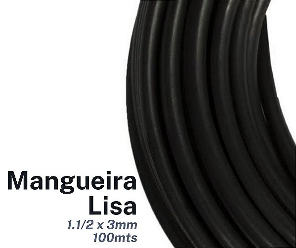 Mangueira Plástica Preta 1.1/2x3mm com 100 mts Conduíte Irrigação