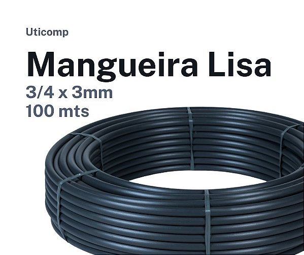 Mangueira Plástica Preta 3/4x 3mm com 100mts  Conduíte Irrigação