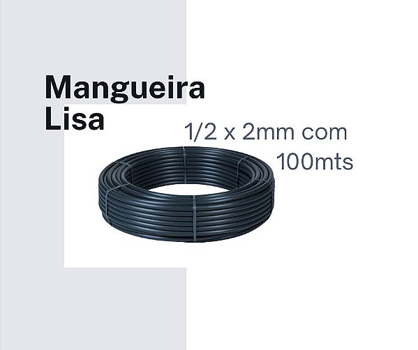 Mangueira Plástica Preta 1/2x2mm com 100 mts Conduíte Irrigação