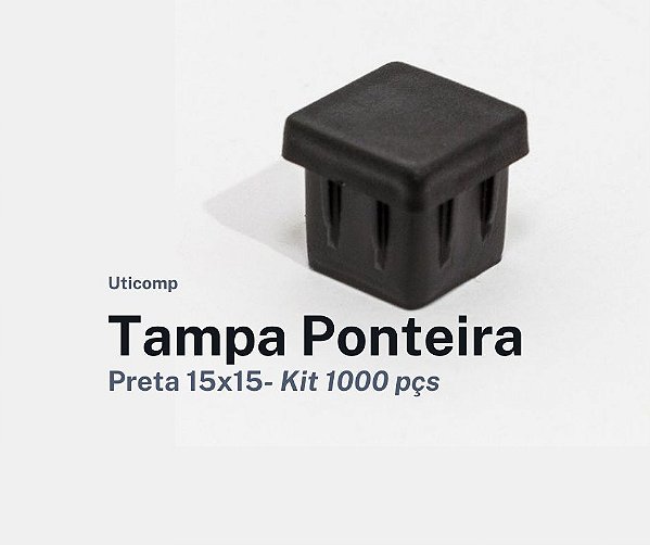 Tampa Ponteira Interna Preta 15x15  Kit 1000pçs
