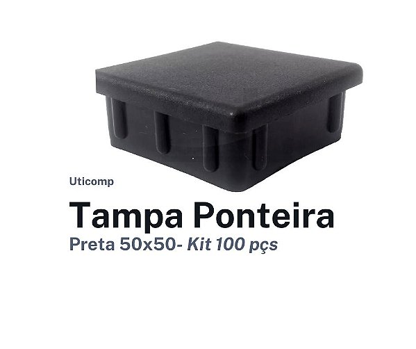 Tampa Ponteira Interna Preta 50x50 - Kit 100pçs