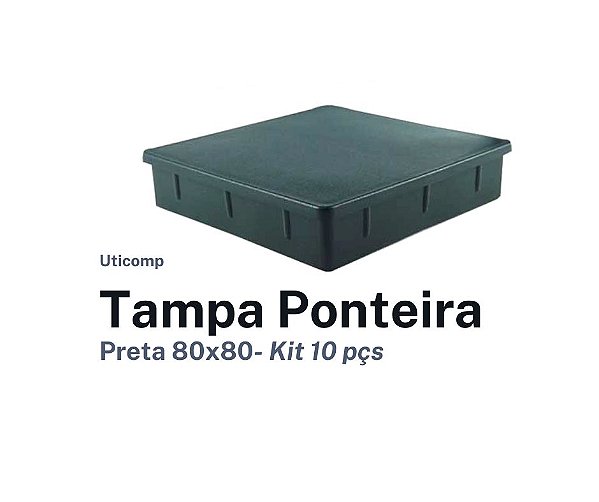 Tampa Ponteira Interna Preta 80x80 - Kit 10 pçs