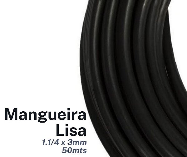 Mangueira Plástica Preta 1.1/4 Pol x 3mm com 50mts  Conduíte Irrigação