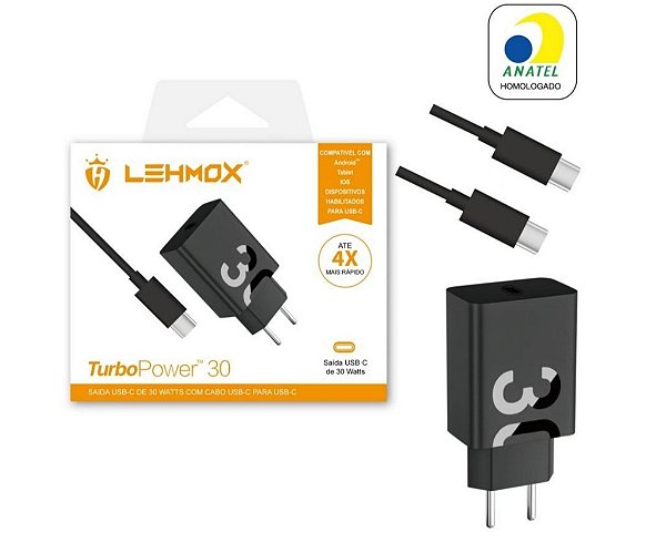 Carregador Turbo Tipo-C Lehmox LE-490 - 30W de Potência