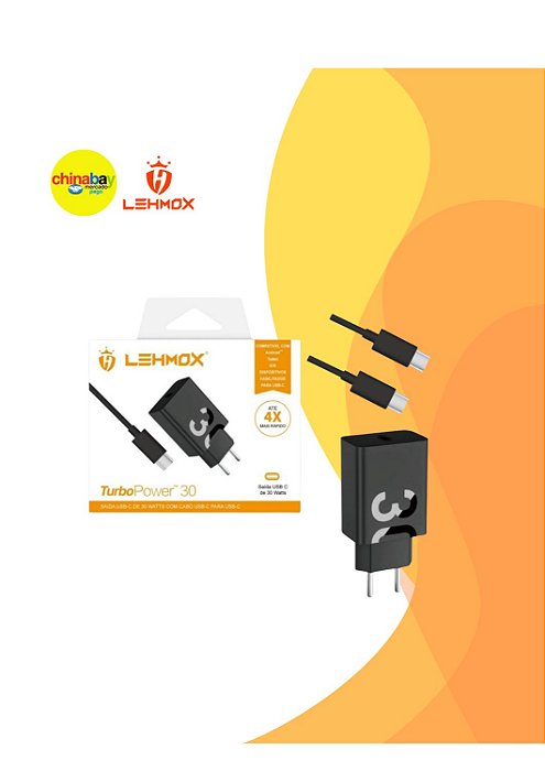 Carregador Turbo Tipo-C Lehmox LE-490 - 30W de Potência