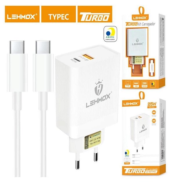 Carregador Turbo Lehmox LE-182 Tipo-C