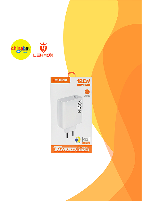 Fonte Turbo Lehmox LE-626 Tipo-C 120W – Potência e Desempenho em Carregamento Rápido