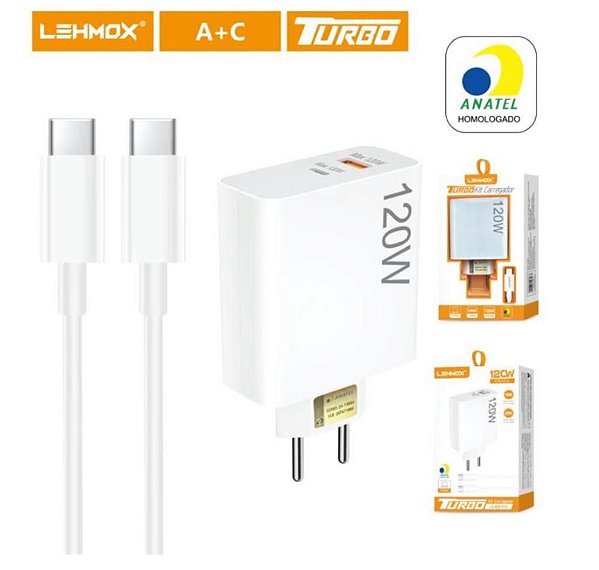 Carregador Turbo Lehmox LE-626 120W