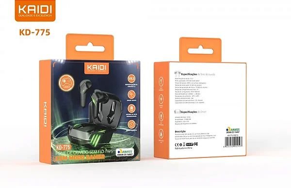 Fone Bluetooth Kaidi KD-775 – Modo Gamer com Baixa Latência e Som Envolvente