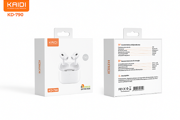 Fone de Ouvido Bluetooth TWS Kaidi KD-790