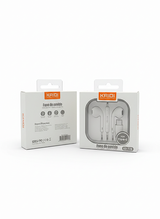 Fone de Ouvido com Fio Kaidi KD-730 para Tipo-c / Com Microfone – Premium