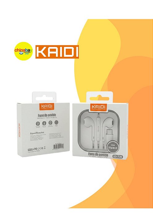 Fone de Ouvido com Fio Kaidi KD-730 para Tipo-c / Com Microfone – Premium
