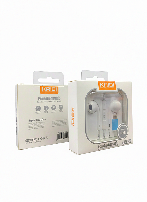 Fone de Ouvido com Fio Kaidi KD-730 para iPhone com Microfone – Premium
