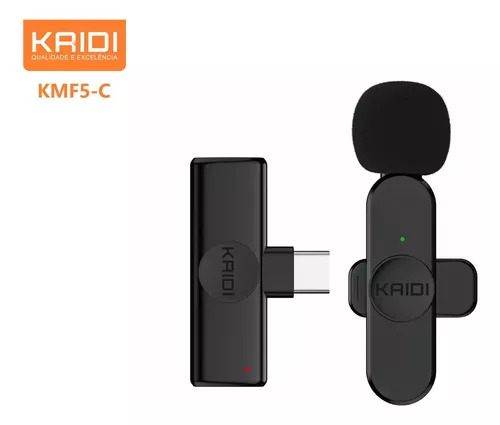 Microfone de Lapela Sem Fio Kaidi KMF5-C – Para Tipo-C