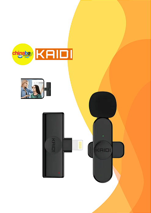 Microfone de Lapela Sem Fio Kaidi KMF5-A - Para Lightning, IOS