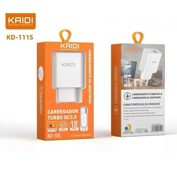 Carregador Turbo pra Celular Kaidi KD-111S