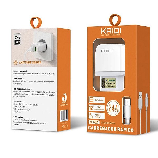 Carregador Rápido Kaidi KD-556S - Micro/V8